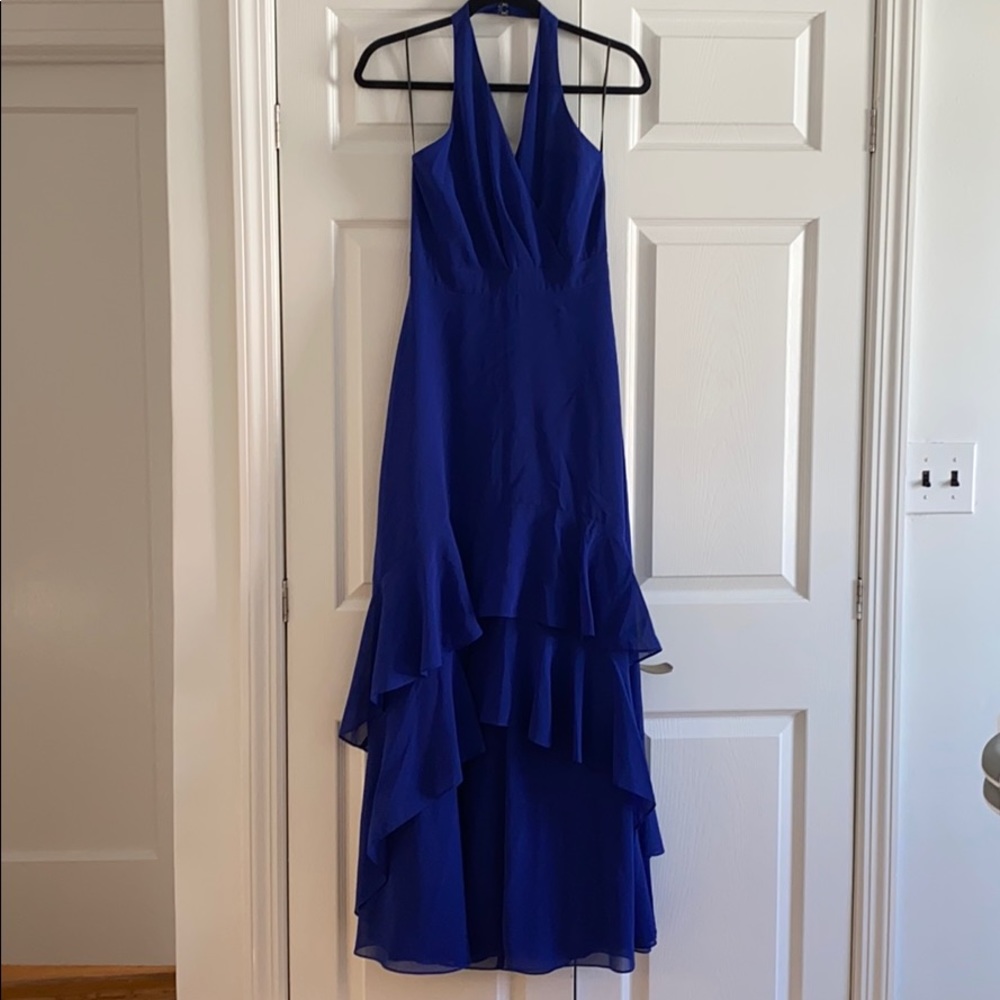 NWOT Parker Black Halter Neck Ruffle Gown
